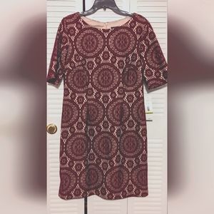 Burgundy dress, R&K size 14P, NWT